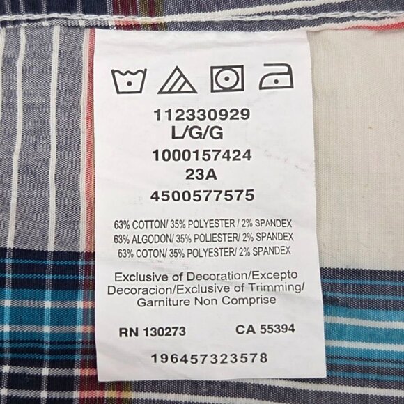 Wrangler Western Mens Traditional Plaid Long Sleeve Button-Down Shirt Large - Picture 9 of 9